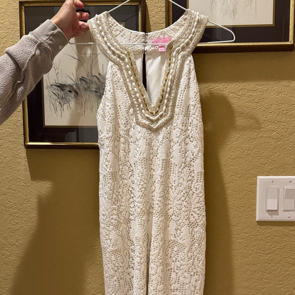 Lilly Pulitzer Cream Lace Backless Dress
